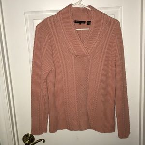 Cable knit sweater. Dusty rose color. 100% cotton
